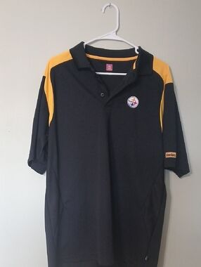 NFL Pittsburgh Steelers Black and Gold Polo Shirt Size M